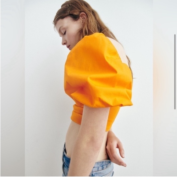 ZARA PUFF SLEEVES CROP TOP - Picture 6 of 6